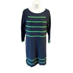 Vineyard Vines Blue and Green Striped Long Sleeve Midi Sweater Dress Size Small